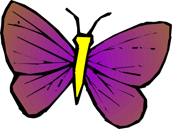 The image shows a purple butterfly with two wings open against a black background.