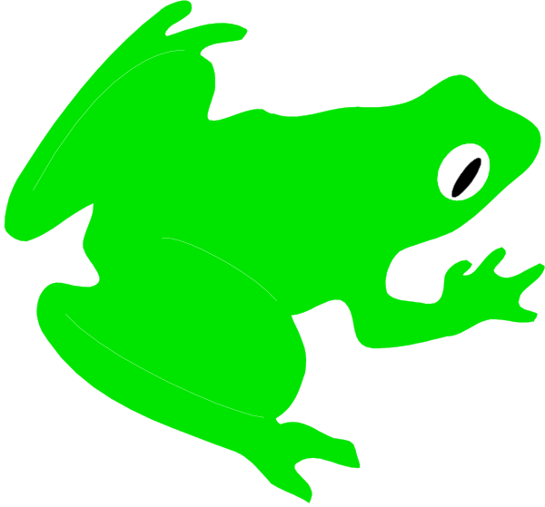The image shows a green frog with its tongue out on an otherwise black background.