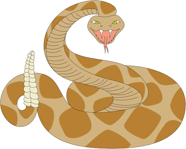 The cartoon depicts a snake with its mouth open wide as if it's speaking, sitting on top of what appears to be an animal print patterned surface; there is no text present in this image.
