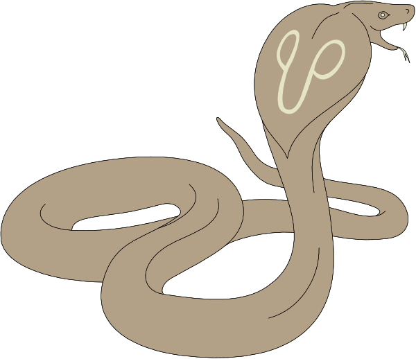 The image shows a cartoon depiction of an animated snake with two eyes on its head coiled around itself against a black background.