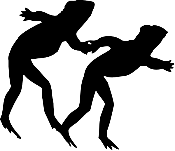 The black and white silhouette of a person's head with their mouth open against an abstract background that resembles water waves.
