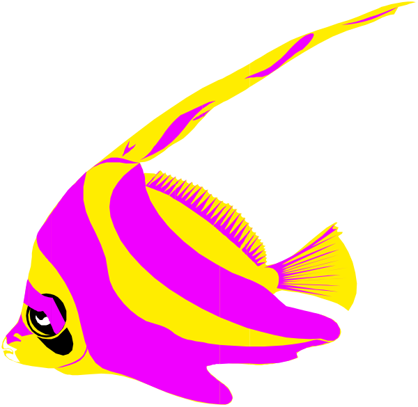 The image shows two fish with a pinkish hue on their bodies against a black background; there is no text present in this clip-art illustration of marine life.