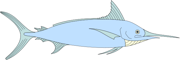The image shows a blue fish with an open mouth swimming underwater next to what appears to be coral reefs in shades of brown and green.