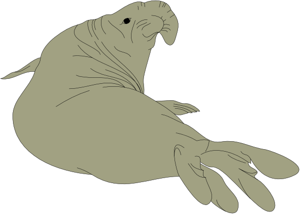 The image shows a cartoon of an elephant with its trunk raised upwards as if it's waving hello to someone off-camera.