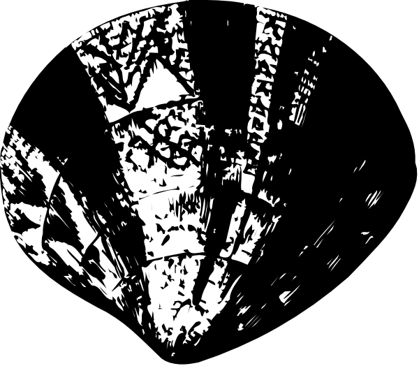 The black and white photo shows a close up of an object with intricate patterns that resemble ancient textiles or possibly some sort of mechanical parts; it's difficult to discern specific details due to its small size in this clip-art image, but there is no clear indication of people, animals, actions, setting.