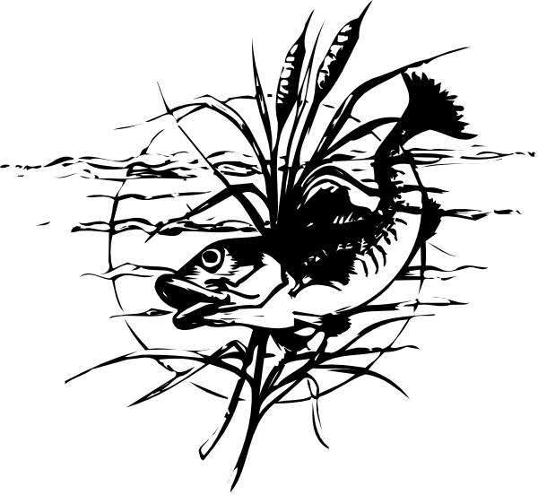The black and white silhouette of a bird with its wings spread out against an abstract background featuring what appears to be leaves in various shapes and sizes.