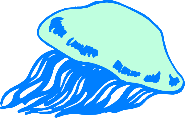 The image shows a blue mushroom with white lines for details on top of what appears to be an ocean wave.