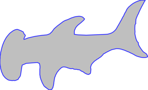 The image shows a stylized shark with an open mouth against a dark background.