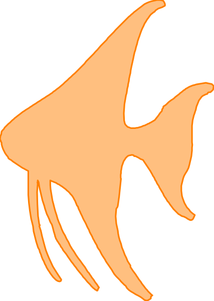 The image shows a stylized orange fish with an open mouth against a black background on the left side of the frame; there is no text present in this clip-art illustration.