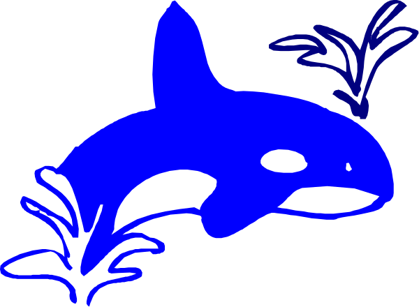 The image shows a blue whale swimming underwater with seaweed around it against a black background.