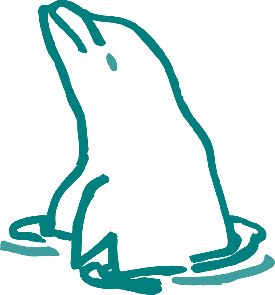 The image shows a cartoon of an animated penguin sitting on water with its head above it while looking to the side; there is also another smaller version of itself in front of it that appears wetter, suggesting movement through water.
