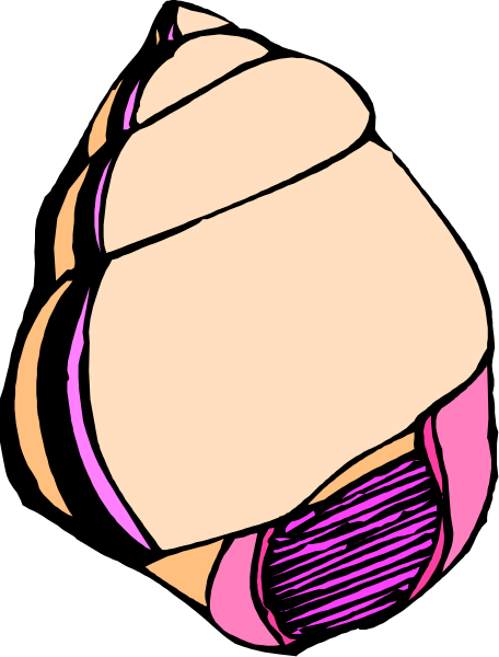 The image shows a cartoon snail with an open shell revealing its inner pink lining on top of what appears to be grassy ground in black-and-white coloring.