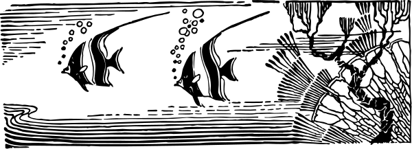 The image shows a black and white photo of an abstract design with various shapes that could be interpreted as trees against a dark background.