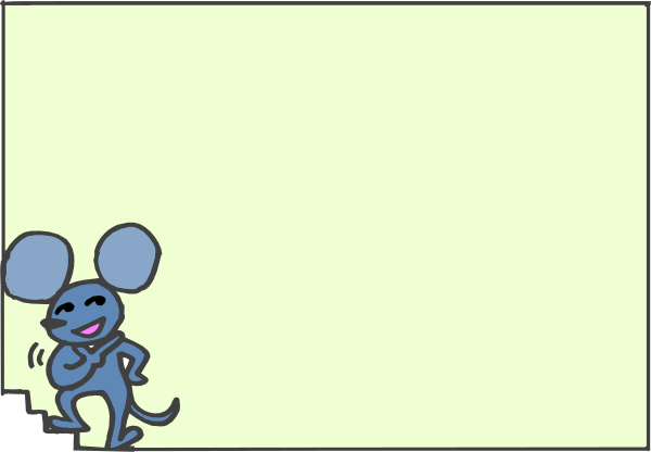 The cartoon shows a mouse standing on its hind legs next to an open refrigerator door with two shelves inside it; above them is another shelf holding what appears to be food items like eggs and milk bottles.