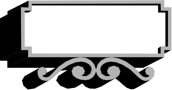 The image shows a simple black and white graphic of an oval with decorative borders on either side resembling scrollwork, placed over what appears to be a rectangular shape that could represent paper or cardstock.