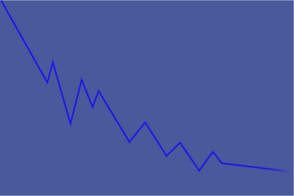 The image shows a blue line graph with an upward trend on it against a gray background.