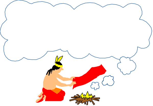 The image shows a cartoon of an animated character using fire to light something on top of what appears to be a cloud-like object with thought bubbles around it.