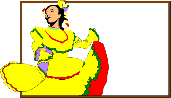 The image shows a cartoon of an animated woman dressed as a flamenco dancer with red hair sitting on her knees in front of what appears to be a whiteboard background.