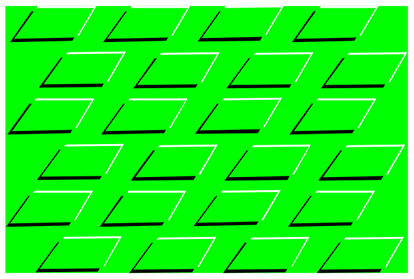 The image shows a green abstract design with lines forming shapes on it against a dark background.