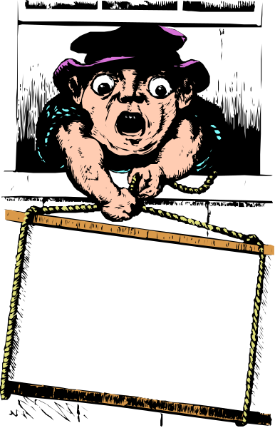 The image shows a cartoon of an infant with wide eyes holding up a sign that says "I'm sorry" in front of it.