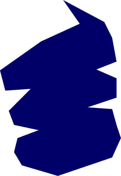 The image shows a blue silhouette of an abstract shape resembling a stylized letter 's' against a gray background with two vertical stripes on either side in darker shades of grey, creating a sense of depth and contrast.