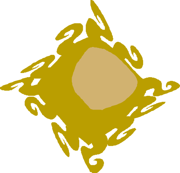 The image shows a stylized sun with swirling patterns around it set against a dark background.