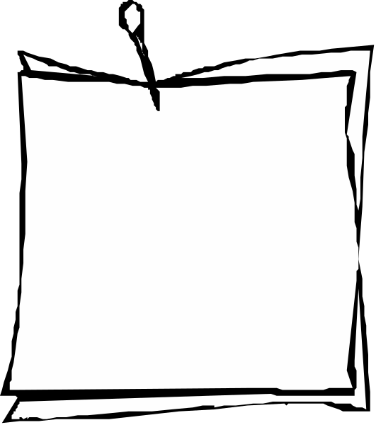 The black and white illustration shows a piece of paper with text on it that is partially obscured by an envelope flap in front of it; there's no visible content within either item due to their overlapping positions, suggesting communication or correspondence themes without specific details about what they contain.