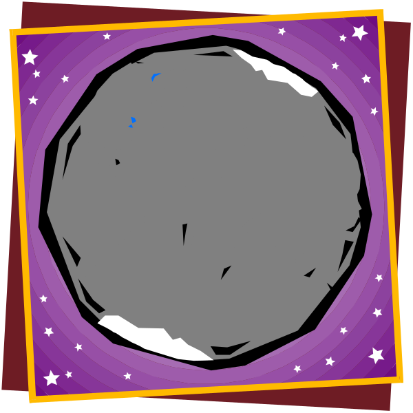 The image shows a cartoon depiction of two planets with stars around them against a purple background; there is no text present in this clip-art illustration.