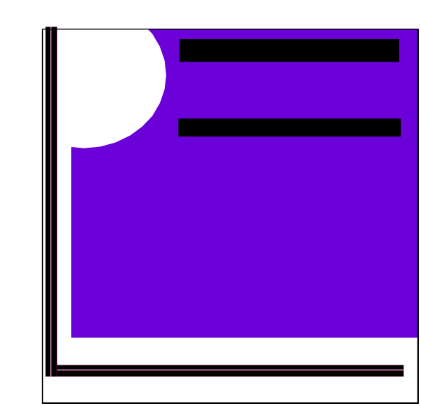 The image shows a purple rectangle with two white circles on either side of it against a black background.