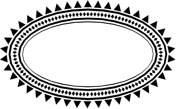 The black and white logo of a company with an oval shape at its center featuring decorative patterns around it on top of what appears to be a shield-like design.