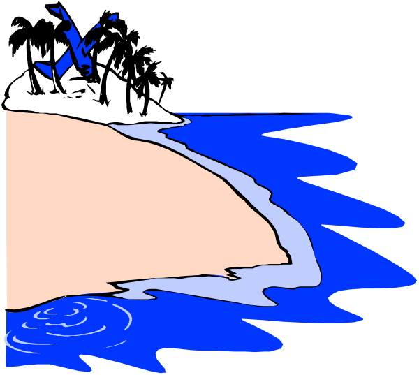 The image shows a cartoon of an island with palm trees underwater next to it on land; there is also water surrounding both areas.