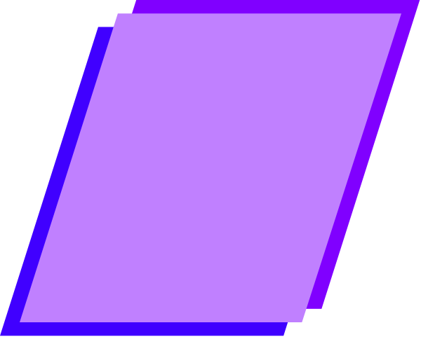 The image shows a purple rectangle with rounded corners on top of another smaller blue square against an indistinct background that appears to be grayish-white in color.