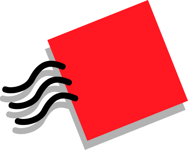The image shows a red book with waves emanating from it on either side, suggesting movement through water; there is no text present in this clip-art illustration.