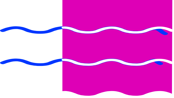 The image shows a pink rectangle with blue wavy lines on it against a gray background.