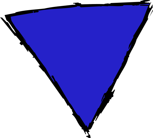 The image shows a blue triangle on top of another smaller triangular shape against a dark background with some white speckles at one corner.