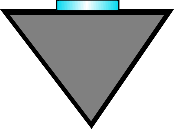 The image shows a simple black and white graphic of an abstract shape resembling a Venn diagram with two overlapping circles forming a triangle at their intersection.