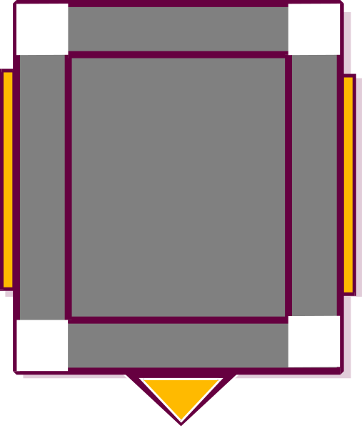 The image shows a simple geometric shape resembling an empty picture frame with white borders against a gray background inside of which there is no content to fill it up.