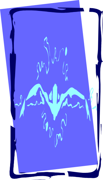 The image shows a blue bird silhouette on an otherwise dark background with some white speckles that resemble stars in space.