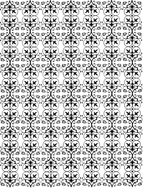 The image displays a pattern of black decorative elements resembling flowers against a white background with no additional context provided about any other content in this small clip-art piece.
