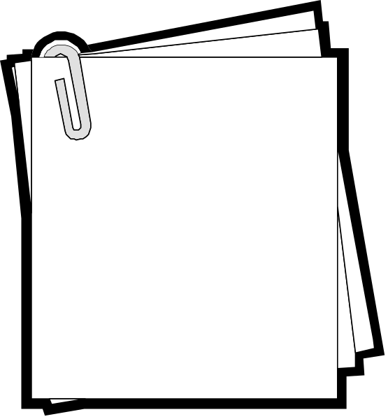 The image shows a whiteboard with three blank sheets of paper attached to it by clips on top right corner against black background.