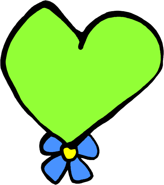 The image shows a simple line drawing of an abstract heart with blue ribbons on either side, set against a white background that has been partially overlaid by another patterned layer in shades of brown and gray.