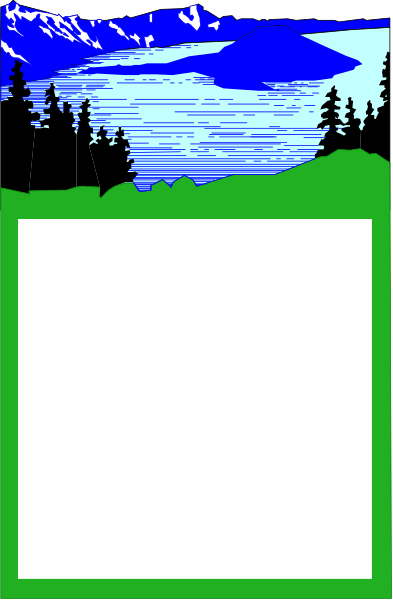 The image shows a landscape with mountains under a blue sky on top of which is an overlaying blank white rectangle that resembles paper being held up by two hands at bottom right corner.