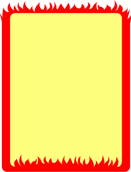 The image shows a red book with flames on its edges against an orange background.