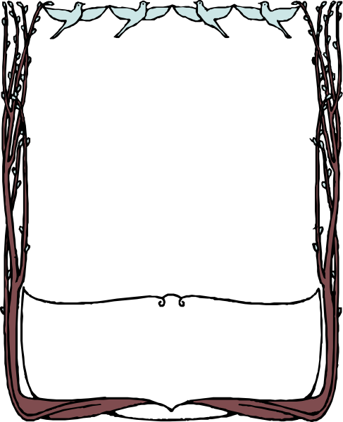 The image shows a blank white sign with no text inside it against an abstract background that includes red lines forming shapes resembling trees on either side of the top edge.