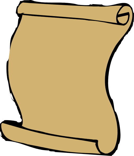 The image shows a scroll with rolled edges on it against a black background.