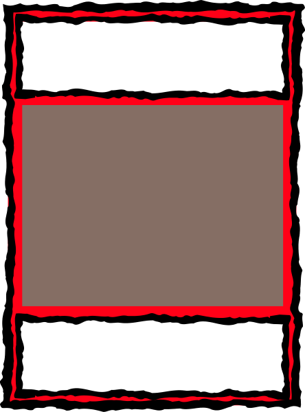 The image shows a red square with white borders inside another larger rectangle that has black lines forming an X shape across it on top of what appears to be a gray background.