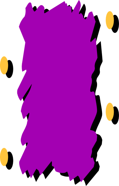 The image shows a purple abstract shape with yellow dots on it against a gray background.