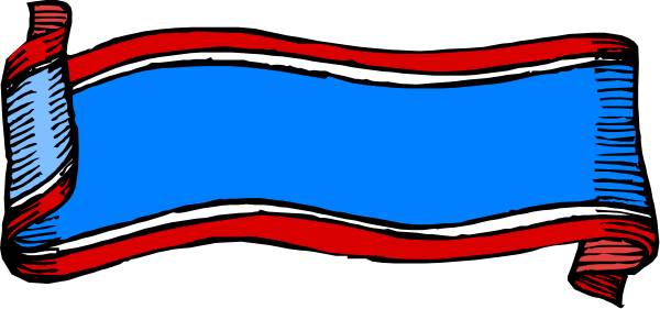 The image shows a red ribbon with white stripes on it against a blue background.