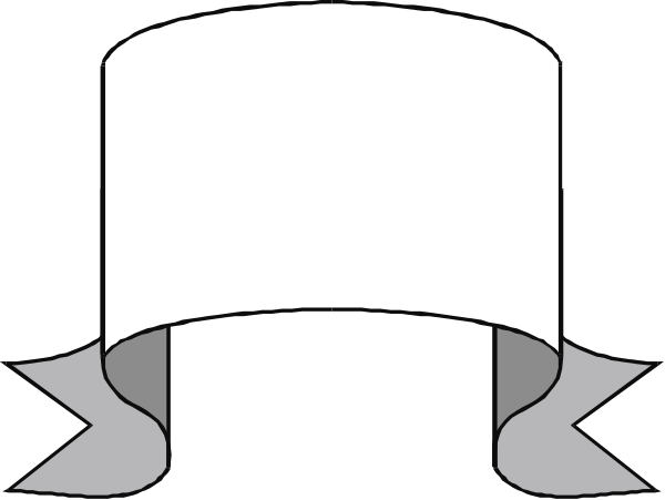 The image shows a white square with rounded corners on top of another rectangle that has two lines extending from its sides to form an arch shape at each corner where it meets the background.