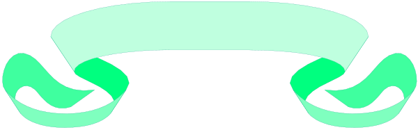The image shows a green abstract design with two swirls on either side of what appears to be an oval shape in between them against a dark background.